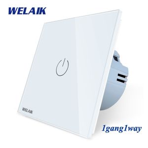 WELAIK Manufacture-EU 1gang1way Wall-Touch-Switch Crystal-Glass Panel-Switch Wall-Intelligent-Switch Light-Smart-Switch A1911CW T200605