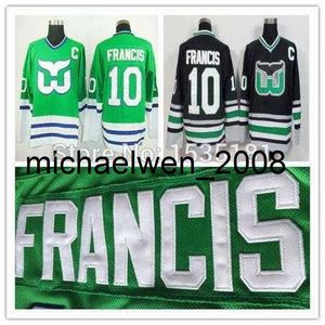 Weng 2016 gros CCM Ron Francis maillot # 10 maison vert nouveau noir vieux style Vintage cousu maillots de hockey sur glace C P