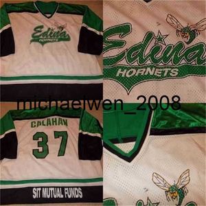 Weng Vtg-Edina Hornets Juego de la escuela secundaria Jersey de hockey usado 100% Bordado cosido S Jerseys de hockey
