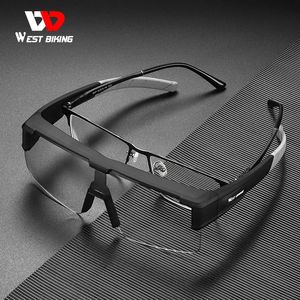 WEST BIKING Myopic Polarized Square Sunglasses Men Pochromic Cycling Fit Over Glasses Driving Fishing UV400 Bicycle Goggles 240228