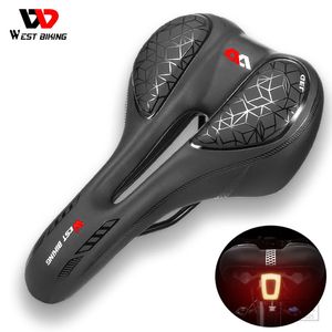 West Biking Silice Gel Mountain Road Bike siège Sponge MTB Saddle peut être installé des feux arrière design accessoires de vélo de vélo 231227