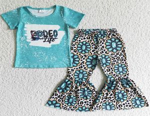 Vêtements de mode Western Fashion Girls Set Cow Print Boutique Toddler Baby Girl Clothes Kids Kids Short à manches Tenues Fall Whol4101158