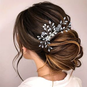 Western Wedding Fashion Heart for Bride Handmade Wedding Crown Floral Pearl Hair Accessories Hair Ornements