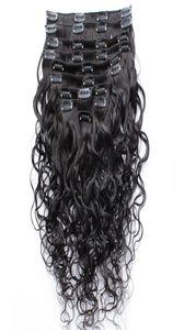 Clip mojado y ondulado Extensiones de cabello humano indio Clip de cabeza completa barato en extensiones de cabello Onda de agua 10 piezas set 120 gset 1055998