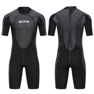 Wetsuits Drysuits 1Set 3mm Men Short Sleeve Patchwork Wetsuit Onepiece Neoprene Zip Wet Suit Spearfishing Swimming Urban Beach Swimwear M4XL 230320