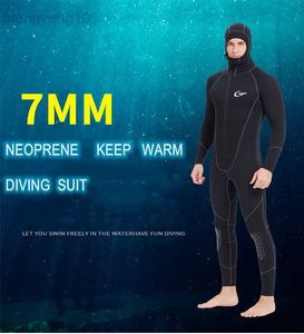 Wetsuits Drysuits 7MM Neoprene Adults Keep Warm Full Body Snorkeling WetSuit Hooded Scuba Surfing UnderWater Hunting Swim Spearfishing Diving Suit HKD230704