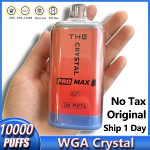 WGA le Crystal Pro Max 10000 Puffs Points jetables Vape Pen 2% Vapes de nicotine E Cigarettes 10k 12k 15K Bar à barre gonflée Vapers Vaper avec 28 saveurs