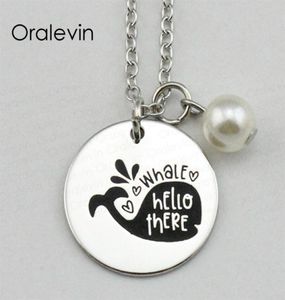 WHALE HELLO THERE Collier pendentif à breloque personnalisé gravé à la main inspirant pour femmes à la mode bijoux 18 pouces 22MM 10 pièces Lot5995179