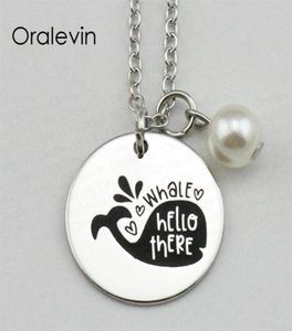 WHALE HELLO THERE Collier pendentif à breloque personnalisé gravé à la main inspirant pour femmes à la mode bijoux 18 pouces 22MM 10 pièces Lot9035497