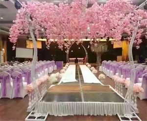 White Artificial Cherry Blossom Tree Road Road Simulation Fleur de cerise avec arc de fer Force pour le mariage PropS9999142