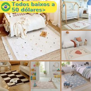 Tapistes moelleux blancs pour le salon avec glands Rectangle en peluche de jeu de jeu de pépinière pour enfants chambre douce à côté de tapis pour KI 231222