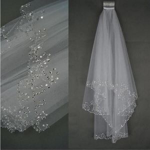 White Ivory Bridal Veil Two Layer Soft Tulle Wedding Accessories Wedding Veils With Crystal Velo de novia273A