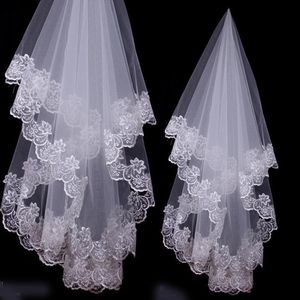 Blanc/Ivoire Dentelle Applique Bord Une Couche 1.5 M Long Voile De Mariage/Voile De Mariée/Accessoires De Mariée