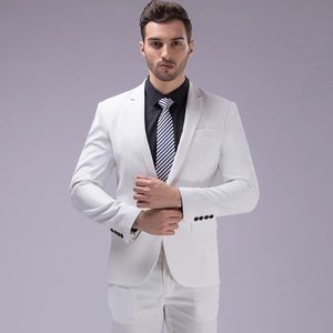 Traje blanco para fiesta de bodas para hombre, traje entallado de color burdeos, traje Formal de negocios para hombre, trajes de padrino, conjunto de 2 uds (chaqueta + pantalones) de talla grande