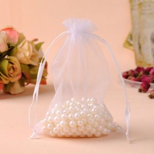 Bolsas de regalo de joyería de organza blanca 100pcs /lote Christamas baratos /boda dibujable orgullza Voile Regalo Bagspouches