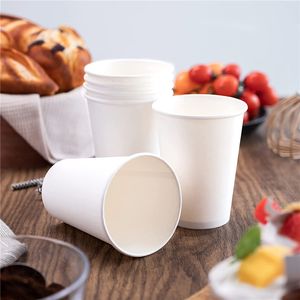 Gobelets en papier blanc tasse à café jetable tasse à thé au lait ménage bureau accessoires à boire fournitures de fête