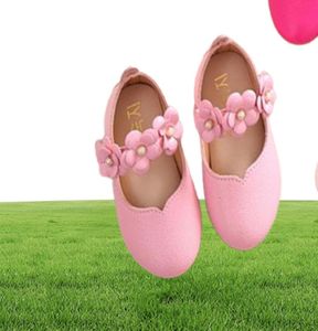 Blanc Rose Kids Baby Toddler Flower Wedding Party Robe Princess Leather Shoes for Girls School Dance Chaussures 116y2943060