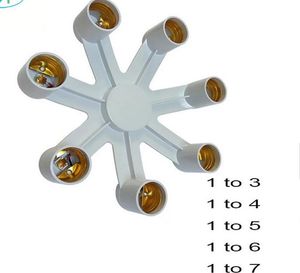 LED Light Bulbs Socket Adapter Lamp Bases E26 E27 7 6 5 4 3 in 1 Splitter Standard Lamps Holder Converter for Home Commercial Lighting