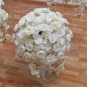 Bola de flores artificial de mariposa de rosa blanca