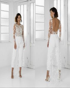 Combinaison en satin blanc avec sur lerskirt robes de bal élégantes manches longues robes de fête arrière pantalon robes de soirée vestido de festa 6099825