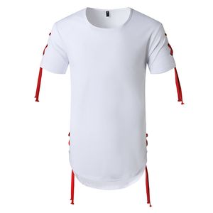 Camiseta blanca Hombres Entrenamiento Casual Muscle T Shirts Mens O-cuello de gran tamaño Hip Hop Tee Shirt Verano Harajuku High Street Tops Sólido 210524