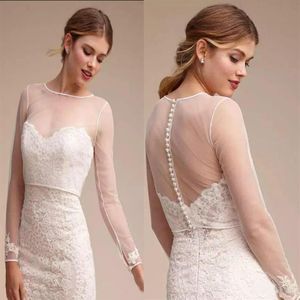 White Tulle Long Sleeve Bridal Bolero Ivory Wedding Jacket Transparent Custom Made Appliques Bridal Party Coat289W