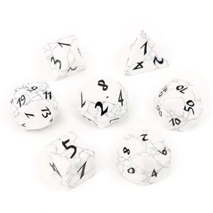 Synthesis White Turquoise Loose Gemstones Engrave Dungeons And Dragons Game-Number-Dice Customized Stone Role Play Game Polyhedron Stones Dice Set Ornament