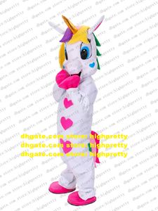 Licorne blanche arc-en-ciel poney cheval volant mascotte Costume adulte personnage de dessin animé tenue mode planification publicité lecteur cx2054