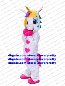 Licorne blanche arc-en-ciel poney cheval volant mascotte Costume adulte personnage de dessin animé tenue Costume société coup d'envoi commémorer Souvenir cx2054