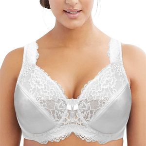 Femmes blanches Non rembourrées à armatures dentelle broderie minimiseur grande taille soutien-gorge 34 36 38 40 42 44 48 50 52 F G H I 220519