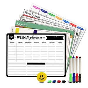 Whiteboards A3 Magnetic Weekly Monthly Planner Whiteboard Fridge Magnet Flexible Daily Message Drawing Refrigerator Bulletin White Board 230412