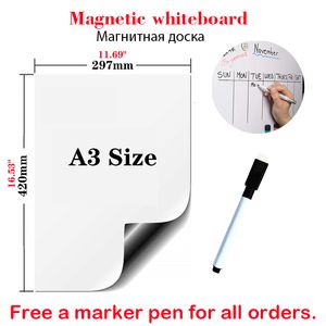 Whiteboards A3 Size Magnetic Whiteboard White Boards Soft Home Office Kitchen Flexible Pad Fridge Stickers Memo Message Board 230706