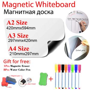 Whiteboards Arc Angle Magnetic WhiteBoard Fridge Stickers Calendar Kids School Memo White Gift 8 Color Pen 1 Erasser 230412