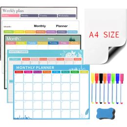 Tableau blanc magnétique hebdomadaire mensuel planificateur calendrier effaçable à sec réfrigérateur tableau message mémo écriture dessin enfants tableau stickers muraux