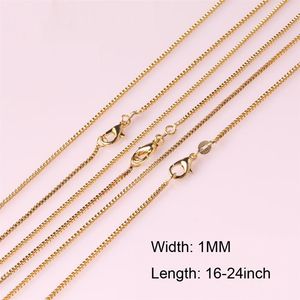 Entier 10 PCS Chaîne de boîte de mode Chaînes plaquées or 18 carats Chaînes à maillons de charme Collier Bijoux avec fermoirs à homard de bonne qualité 16-2268S