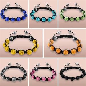 Ensemble 10mm noir blanc mixte multi mélange strass cristal Shamballa Bracelets bijoux bracelet pour hommes y353289I