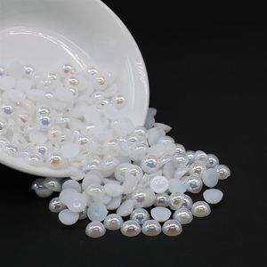 Perles demi-perle ABS entières blanc pur couleur AB colle Flatback toutes tailles sur strass pour décoration de vêtements 234g