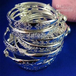 Pulsera de bebé de 10 piezas y 5 pares de plata de ley 925 barata entera, brazalete 291K