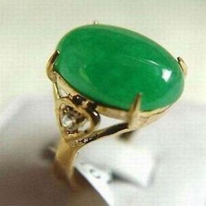 Jolie bague en Jade vert véritable pour femmes, jolie bague à la mode, bon marché, size6-8202h