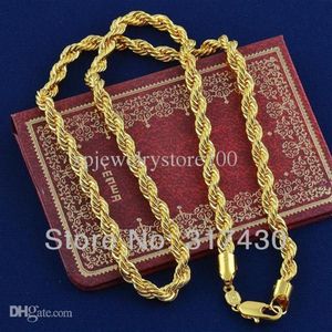Whole - ed Splendid 14k Real Yellow Gold Filled Collier Corde lien Chaîne GF Bijoux Hommes ou femmes 60cm 4mm widt3049