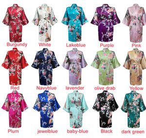 Flowerpeacock entièrement kimono Bathrobe femme satin sommifhear sommier mini mariéemourdimaid de mariage robe robe vestiaire robe de fête 4708733