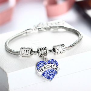 CORTEUR COLLE BLEU CRISTAL CONDITIONS BRACELETS CHARM BANGLE Bracelet Teachets Teachers Day Souvenirs230U