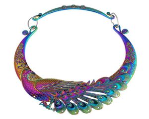 Todo KMVEXO Collar étnico Gargantilla Collar Encantador Joyería láser multicolor Dragón de pavo real chino Maxi Collares Declaración N7079994