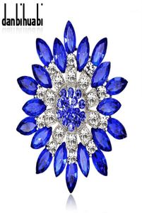 Broches de diamantes de imitación rojos y azules, grandes, para boda, ramo de flores, broches para mujer, joyería de moda barata, accesorios para ropa 5048105