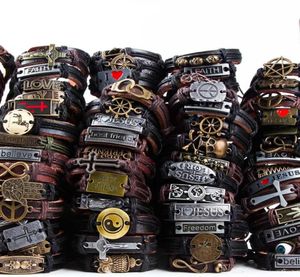 Bracelet en cuir en cuir cadeaux Cadeaux punk biker jesus crâne crâne vintage bracelet bracelets pour femmes