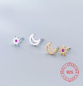 Bijoux mexicains entiers design unique en argent sterling 925 Lune et étoile Micro Pave CZ Boucles d'oreilles pour femmes de haute qualité 4050686