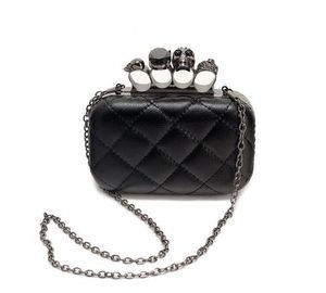 Entier - Nouveau sac à main vintage Skull Skull Black Skull Anneaux Hands Handbag Embrayage Sac de soirée La chaîne inclinée Bag306O