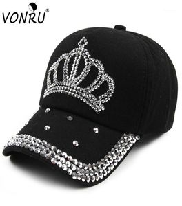 Vonru New Crown Rhinestone Baseball Caps Fashion Jean Hat Hip Hop Women Denim Baseball Cap Sun Hat16637218