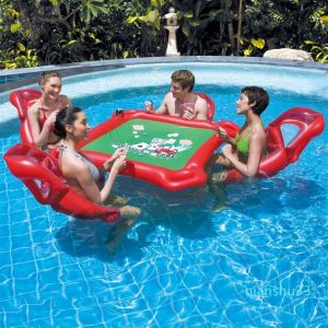 Whole-Waterpark Gonflable Mahjong Poker Table Ensemble Flottant Rangée Chaise Gonflable Flotteur Fun Piscine Jouet Jouets De Plein Air Adultes Haute Qualité # T276V