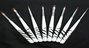 Entièrement 8pcs Manucure Painting Toolt Set Crystal Pototherapy Nail Tull Chien Brush Pen Zebra entier M019074030697